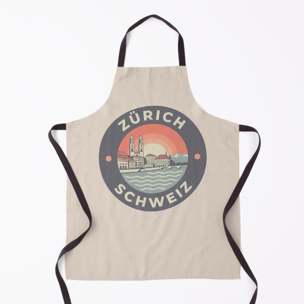 Item preview, Zurich Switzerland Vintage Travel Badge Cityscape with Alps and Tram designed and sold by InvestingRoad.