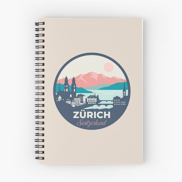 Item preview, Zurich Switzerland Vintage Travel Badge Cityscape with Alps and Tram designed and sold by InvestingRoad.