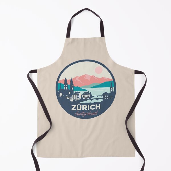 Item preview, Zurich Switzerland Vintage Travel Badge Cityscape with Alps and Tram designed and sold by InvestingRoad.
