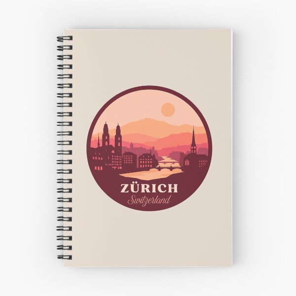 Item preview, Zurich Switzerland Vintage Travel Badge Cityscape with Alps and Tram designed and sold by InvestingRoad.