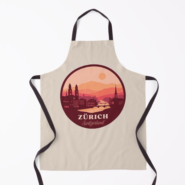Item preview, Zurich Switzerland Vintage Travel Badge Cityscape with Alps and Tram designed and sold by InvestingRoad.