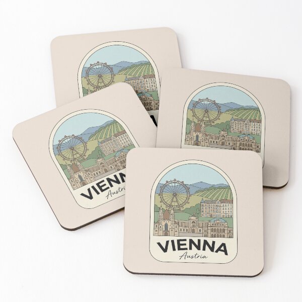 Item preview, Vienna Austria Travel Badge, Prater Ferris Wheel and Architecture Cityscape Souvenir designed and sold by InvestingRoad.