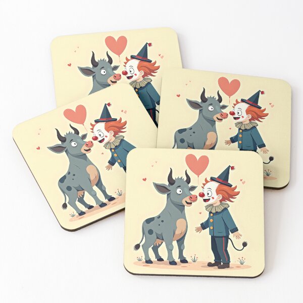 Item preview, Whimsical Clown and Bull Valentine Fantasy Art designed and sold by AnimalAirtistry.