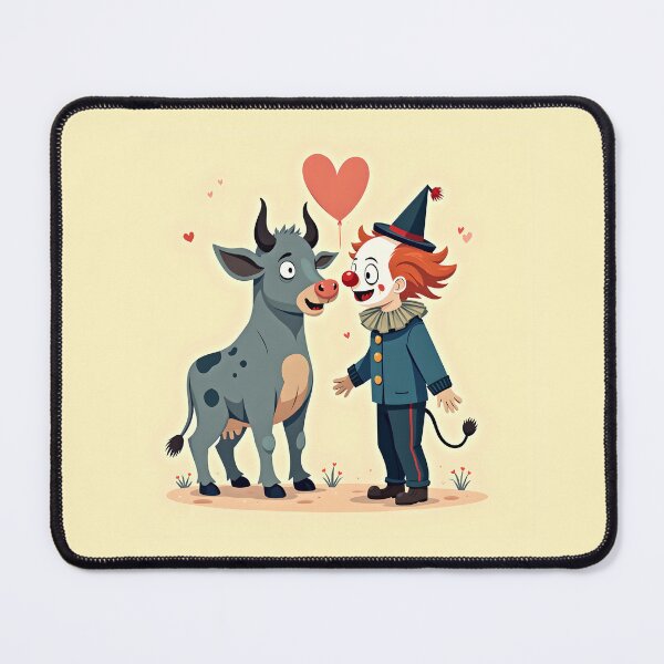 Item preview, Whimsical Clown and Bull Valentine Fantasy Art designed and sold by AnimalAirtistry.