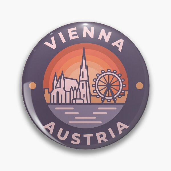 Item preview, Vienna Austria Travel Badge, Prater Ferris Wheel and Architecture Cityscape Souvenir designed and sold by InvestingRoad.