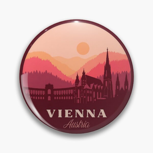 Item preview, Vienna Austria Travel Badge, Prater Ferris Wheel and Architecture Cityscape Souvenir designed and sold by InvestingRoad.