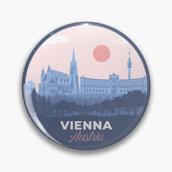 Item preview, Vienna Austria Travel Badge, Prater Ferris Wheel and Architecture Cityscape Souvenir designed and sold by InvestingRoad.