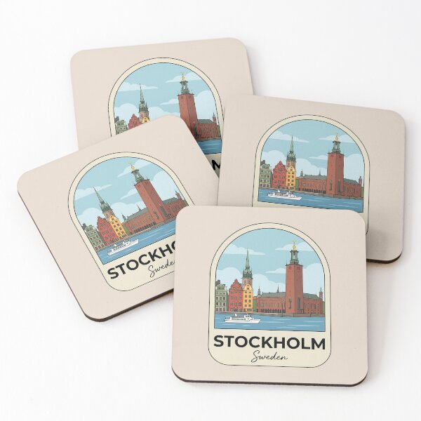 Item preview, Stockholm Sweden City Hall Travel Badge, Scandi Landmark Souvenir designed and sold by InvestingRoad.