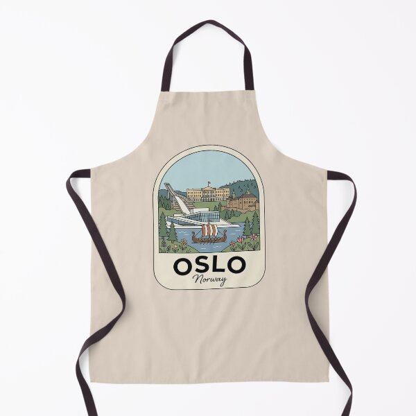 Item preview, Oslo Norway Travel Badge with Viking Ship and City Landmarks designed and sold by InvestingRoad.