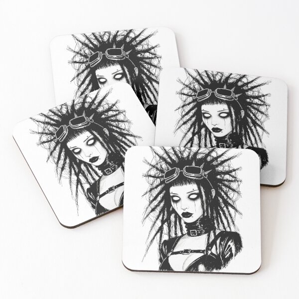 Item preview, Cybergoth Girl with Spiked Dreadlocks  designed and sold by Velvet Vulcan Art.