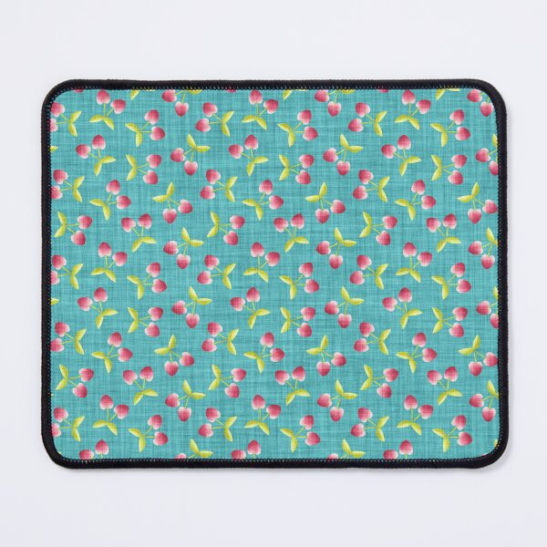 Item preview, Heart Cherry Fruit Seamless Pattern – Cute Dopamine Decor, Coquette Y2K Aesthetic, Retro Vibe - Vibrant Aqua Teal Turquoise designed and sold by piptompatternco.