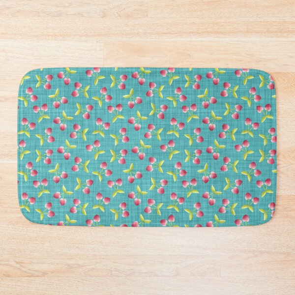 Item preview, Heart Cherry Fruit Seamless Pattern – Cute Dopamine Decor, Coquette Y2K Aesthetic, Retro Vibe - Vibrant Aqua Teal Turquoise designed and sold by piptompatternco.