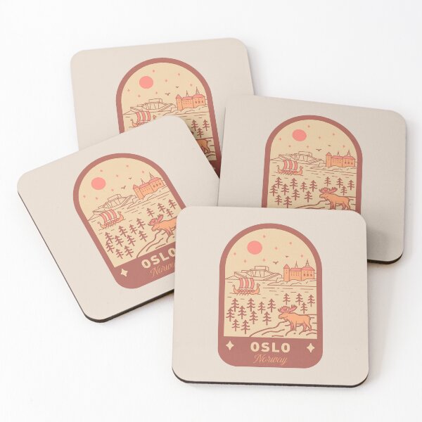 Item preview, Oslo Norway Travel Badge with Viking Ship and City Landmarks designed and sold by InvestingRoad.
