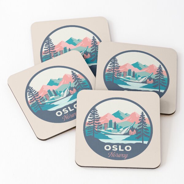 Item preview, Oslo Norway Travel Badge with Viking Ship and City Landmarks designed and sold by InvestingRoad.