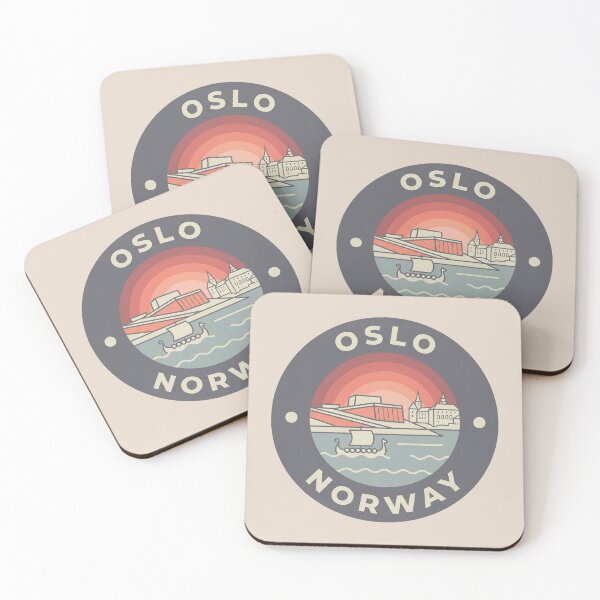 Item preview, Oslo Norway Travel Badge with Viking Ship and City Landmarks designed and sold by InvestingRoad.
