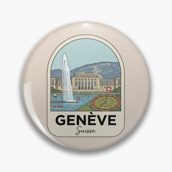Item preview, Geneve Suisse Vintage Travel Badge, Retro Geneva Switzerland Landmark Emblem designed and sold by InvestingRoad.