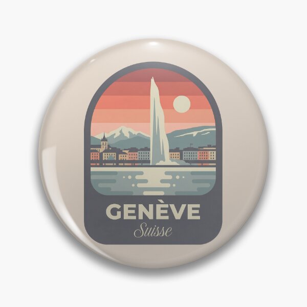 Item preview, Geneve Suisse Vintage Travel Badge, Retro Geneva Switzerland Landmark Emblem designed and sold by InvestingRoad.