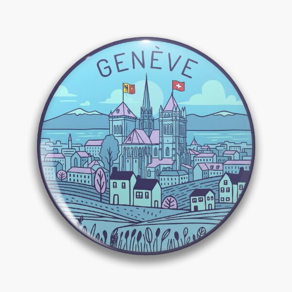 Item preview, Geneve Suisse Vintage Travel Badge, Retro Geneva Switzerland Landmark Emblem designed and sold by InvestingRoad.