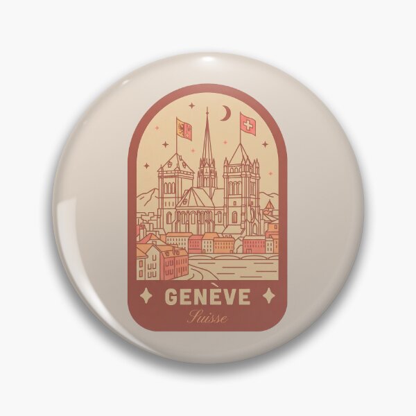 Item preview, Geneve Suisse Vintage Travel Badge, Retro Geneva Switzerland Landmark Emblem designed and sold by InvestingRoad.
