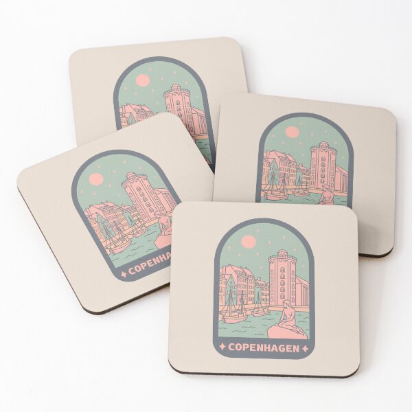Item preview, Copenhagen Denmark Retro Travel Badge, Nyhavn Little Mermaid Skyline designed and sold by InvestingRoad.