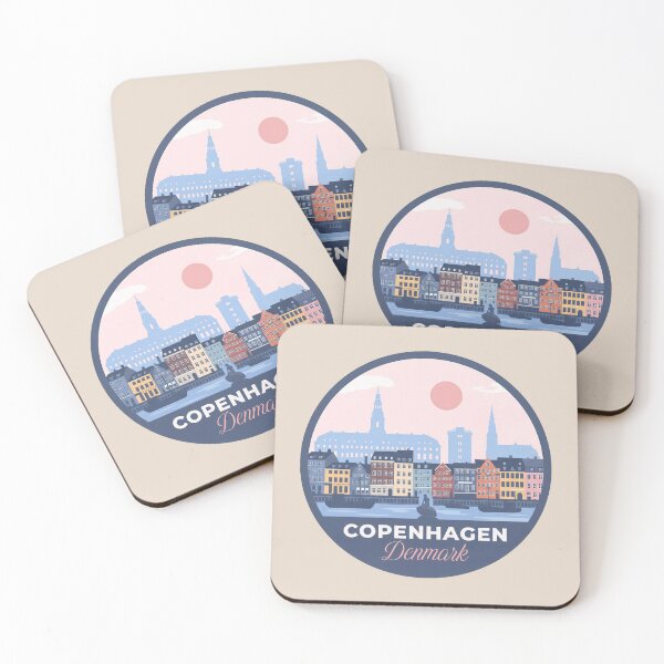 Item preview, Copenhagen Denmark Retro Travel Badge, Nyhavn Little Mermaid Skyline designed and sold by InvestingRoad.