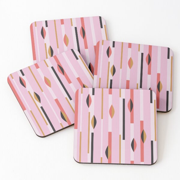 Item preview, Mid Century Mod  Pink & Black Linnear Geometric designed and sold by RetroMaggie.