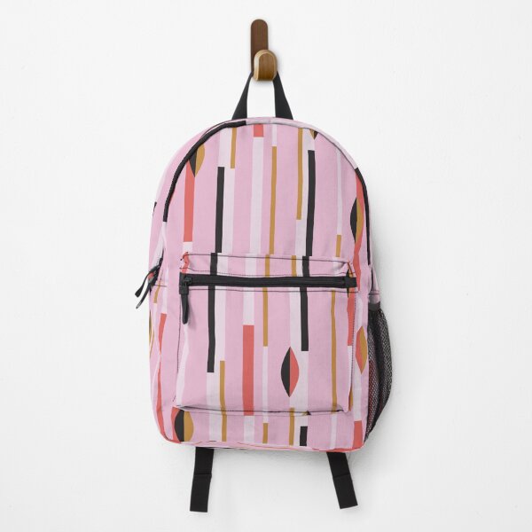 Item preview, Mid Century Mod Pink & Black Linnear Geometric designed and sold by RetroMaggie.