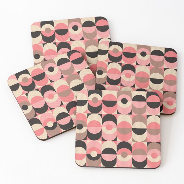 Item preview, Mid Century Mod Pink & Black Circle Geometric designed and sold by RetroMaggie.