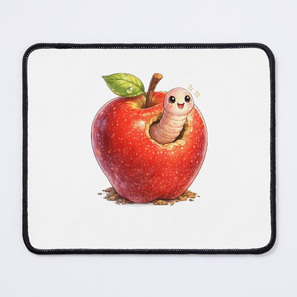 Item preview, Cute Worm in an Apple – Kawaii Niche Apply Illustration with Wholesome Funny Vibes designed and sold by Paws-nd-Prints.