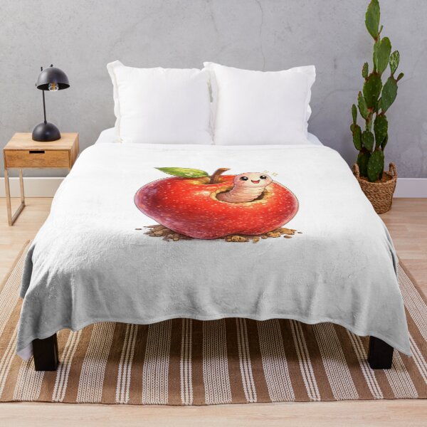 Item preview, Cute Worm in an Apple – Kawaii Niche Apply Illustration with Wholesome Funny Vibes designed and sold by Paws-nd-Prints.