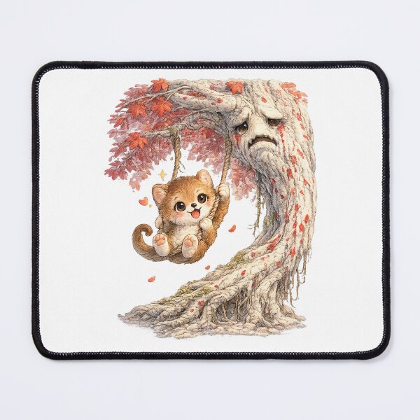 Item preview, Weirwood Swing Time – Kawaii Monkey on a Magical Weirwood Tree Adventure designed and sold by Paws-nd-Prints.