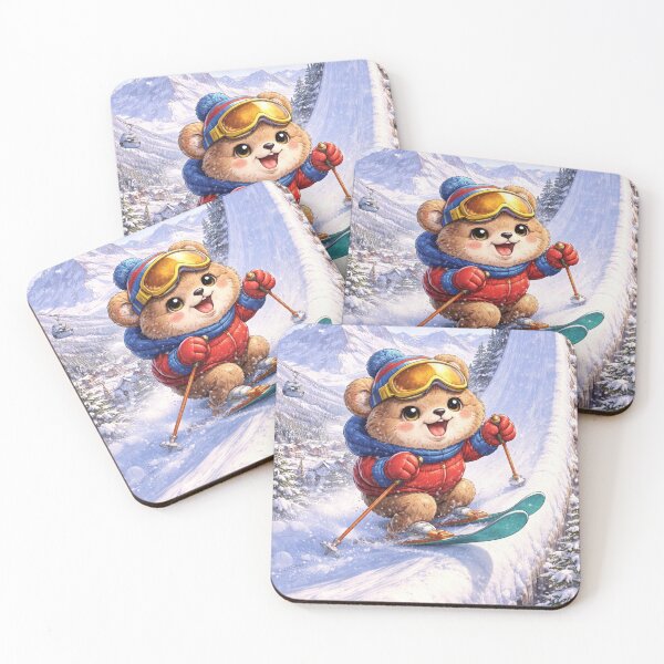 Item preview, Jungfrau Ski Bear – Kawaii Alpine Ramp Adventure in Switzerland designed and sold by Paws-nd-Prints.