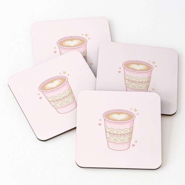 Item preview, Kawaii Pink Coffee Cup with Lace Detail designed and sold by HerTenderly.
