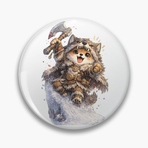 Item preview, Ulfhednar Berserker Pup – Kawaii Viking Wolf Warrior with Axe designed and sold by Paws-nd-Prints.