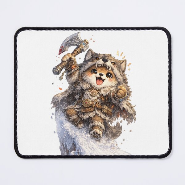 Item preview, Ulfhednar Berserker Pup – Kawaii Viking Wolf Warrior with Axe designed and sold by Paws-nd-Prints.