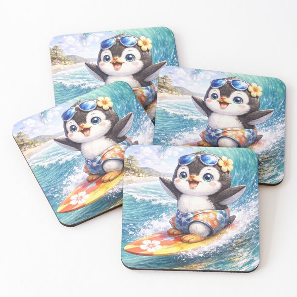 Item preview, Mollymook Wave Rider – Kawaii Surfing Penguin Australian Beach Art designed and sold by Paws-nd-Prints.