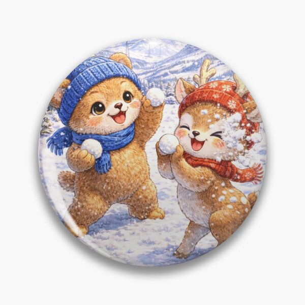 Item preview, Sölden Snowball Pals – Kawaii Baby Bear & Deer Alpine Winter Fun Art designed and sold by Paws-nd-Prints.