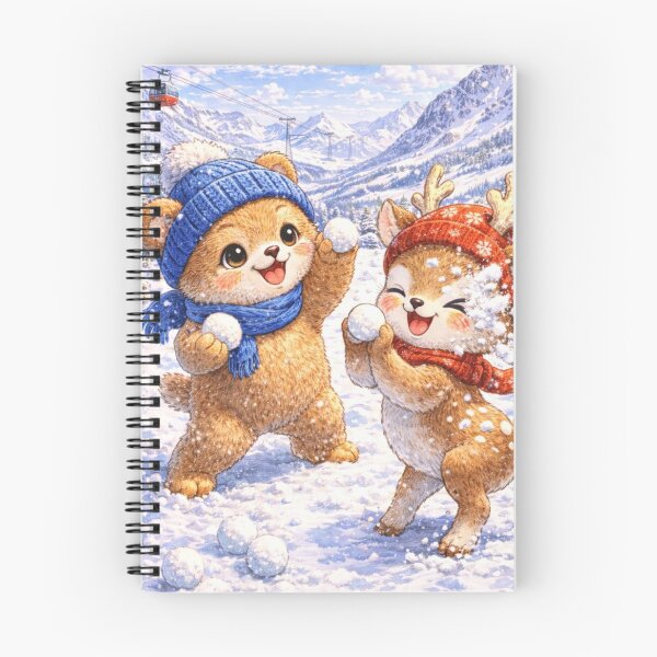 Item preview, Sölden Snowball Pals – Kawaii Baby Bear & Deer Alpine Winter Fun Art designed and sold by Paws-nd-Prints.