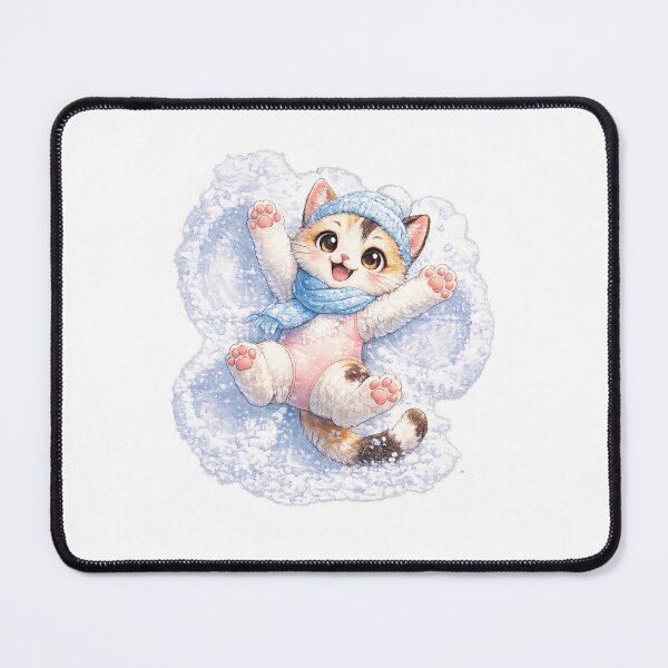 Item preview, Japow Bobtail – Kawaii Japanese Bobtail Cat Making a Snow Angel in Hokkaido designed and sold by Paws-nd-Prints.