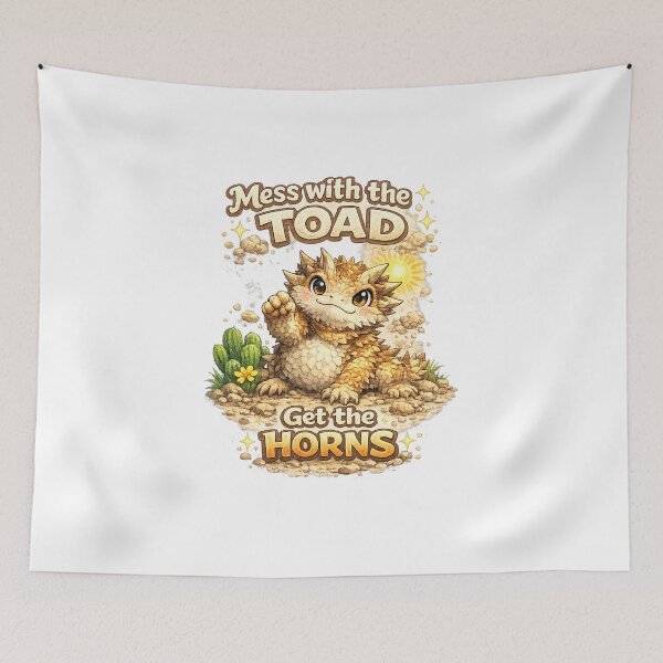 Item preview, Horned Toad Attitude – Kawaii Horned Toad with “Mess With the Toad, Get the Horns” Quote designed and sold by Paws-nd-Prints.