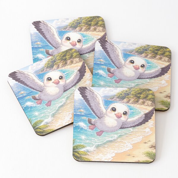 Item preview, Batemans Bay Albatross – Kawaii Wandering Albatross Flying Over the Beach in Australia designed and sold by Paws-nd-Prints.