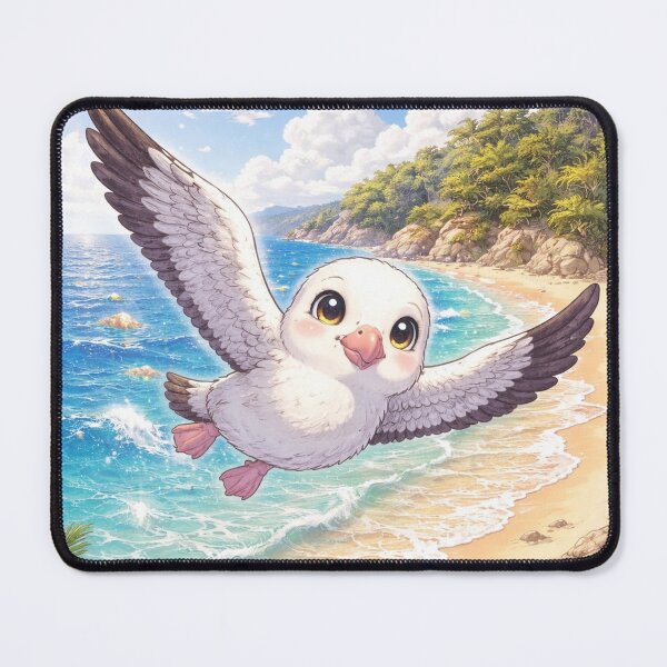 Item preview, Batemans Bay Albatross – Kawaii Wandering Albatross Flying Over the Beach in Australia designed and sold by Paws-nd-Prints.