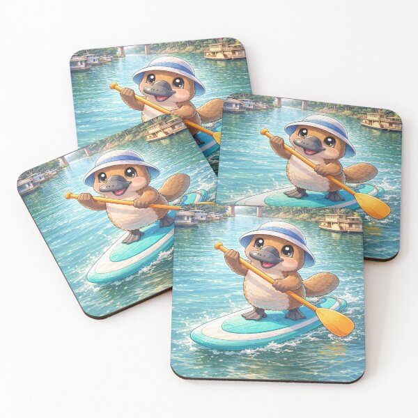 Item preview, Echuca Platypus Paddleboarding – Kawaii Platypus SUP on the Echuca–Moama River Australia designed and sold by Paws-nd-Prints.
