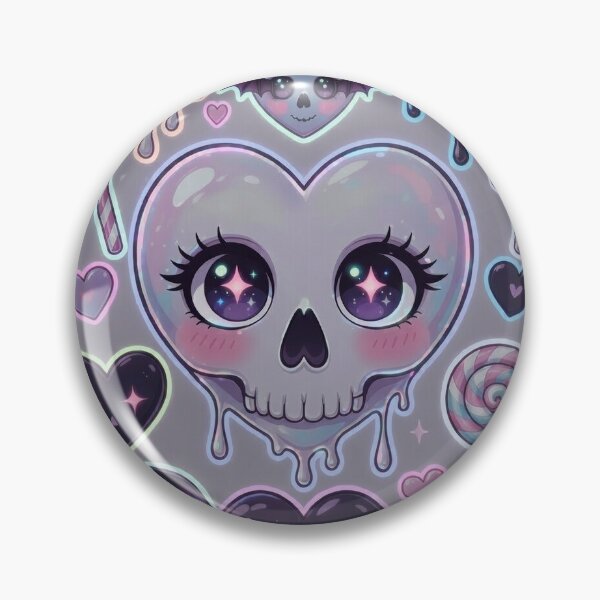 Item preview, Neon Glow Pastel Goth Heart Skulls designed and sold by LauraMK.