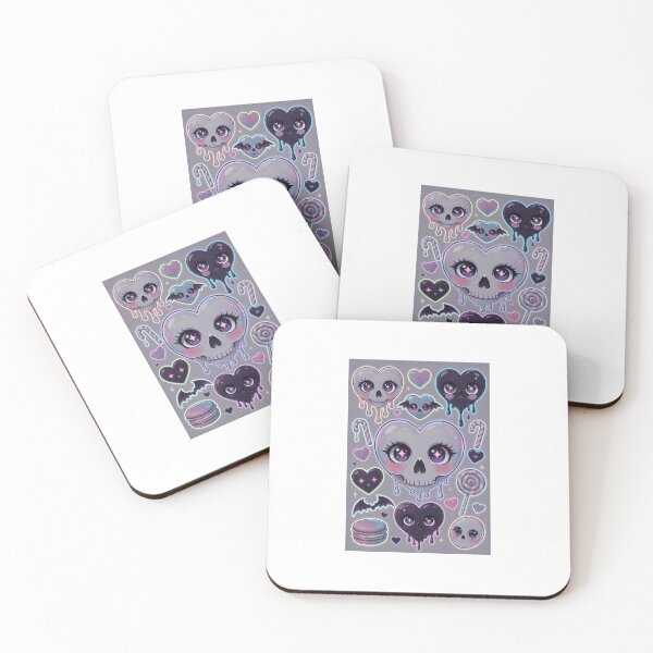 Item preview, Neon Glow Pastel Goth Heart Skulls designed and sold by LauraMK.