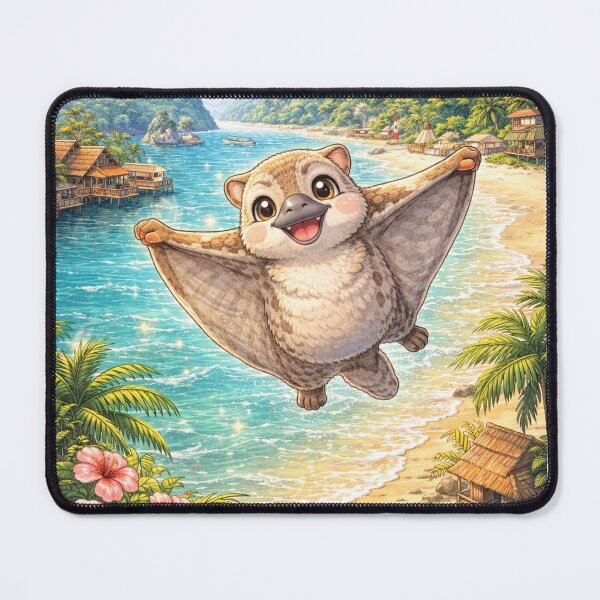 Item preview, Langkawi Flying Lemur – Kawaii Flying Lemur Soaring Over Langkawi Malaysia designed and sold by Paws-nd-Prints.
