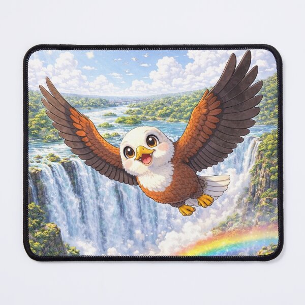 Item preview, Zambezi African Fish Eagle – Kawaii Fish Eagle Flying Over Victoria Falls Zambia designed and sold by Paws-nd-Prints.