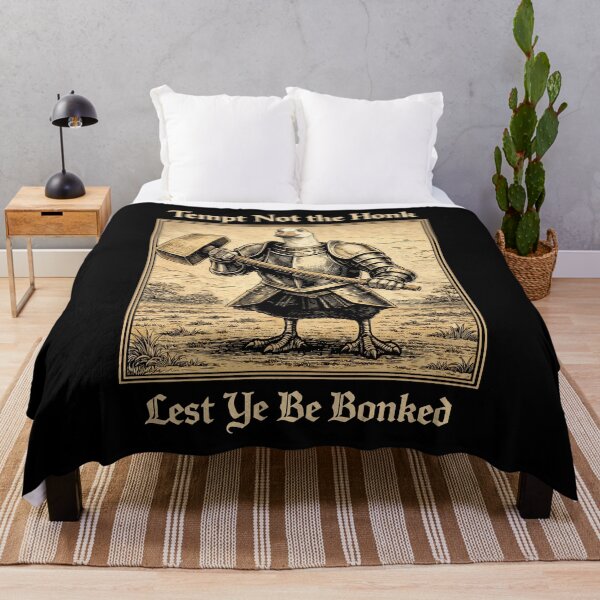 Item preview, Silly Medieval Goose Knight Meme Tempt Not the Honk designed and sold by Eh Plus Designs.
