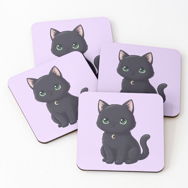 Item preview, Kawaii black cat | Animated cute kitten designed and sold by ZuriRetroPrints.