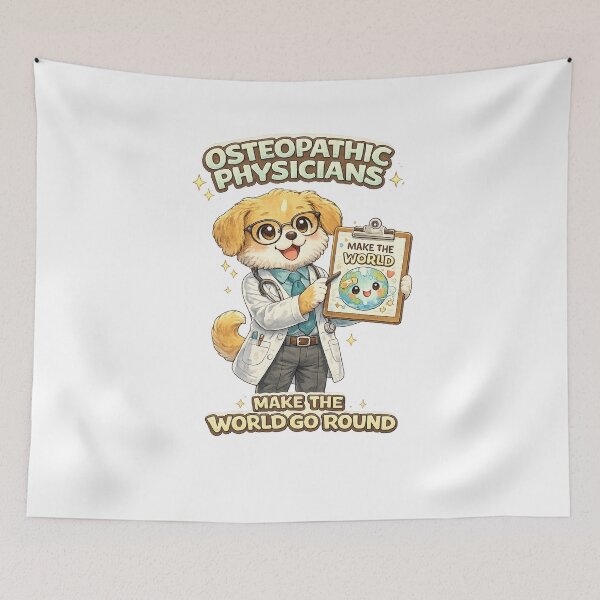 Item preview, Osteopathic Physicians – Kawaii Doctor Dog Illustration with Medical Humor Quote designed and sold by Paws-nd-Prints.
